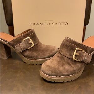 Franco Sarto Brown Suede Clogs